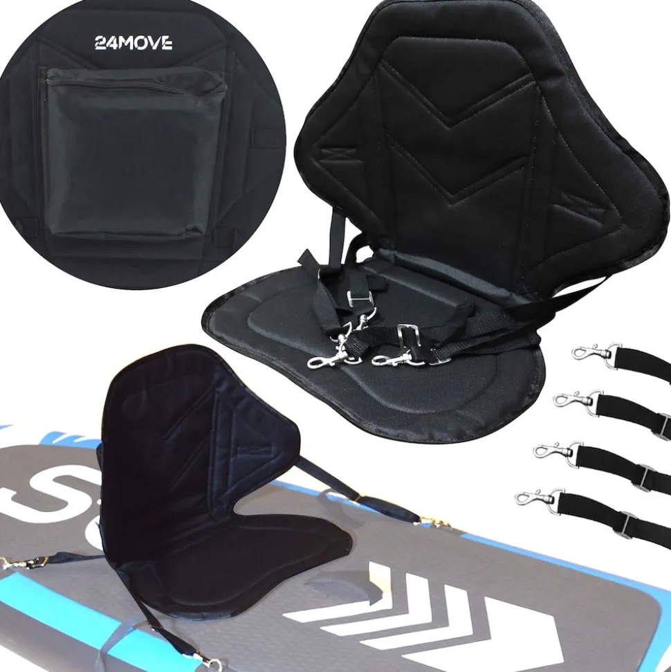 24MOVE® SUP Kajak Sitz für Paddle Boards und Kajaks, gepolstert und ergonomisch, mit Tasche, Surfboard, Stand Up Sitz