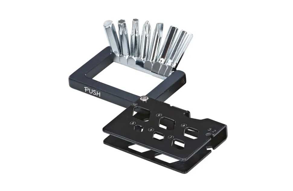 Multifunktionswerkzeug, 21 Funktionen, Innen-Sechskantschlüssel (3,4,5,6 mm), Innenrundschlüssel, Schraubenzieher, Schraubenschlüssel (5-14 mm), Speichennippelspanner (3,2 und 3,5 mm), Flaschenöffner