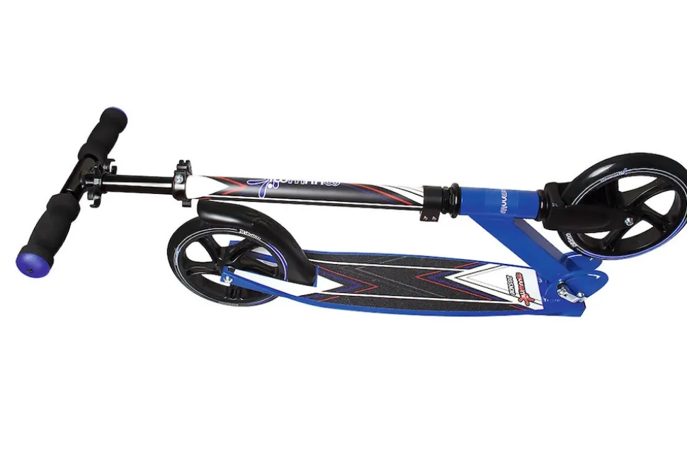 muuwmi Aluminium Scooter – Tretroller, 205 mm, ABEC 7, für Kinder und Erwachsene, GS-geprüft, höhenverstellbar, blau