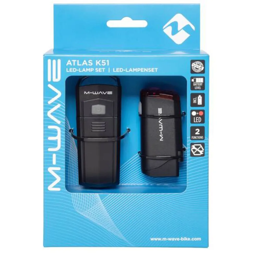 M-Wave Atlas K 51 Fahrrad Licht LED Fahrradlicht Fahrradlampe Set Fahrradleuchte StVZO Batterieleuchte