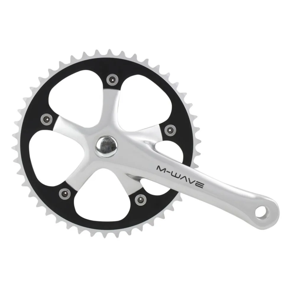 M-Wave 1-fach Kurbelgarnitur Kurbel 44 46 Zähne 165 mm JIS Vierkant Tretkurbel Fahrradkurbel Kettenradgarnitur Singlespeed Fixie