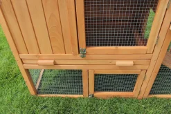 MyAnimal Hasenstall MH-03 Doppelstockhaus mit Garten, Freilauf, Kiefernholz, verzinkter Draht (Braun 2.0)