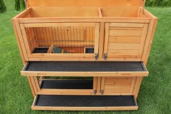 MyAnimal Hasenstall MH-20, 2-stöckig, wetterfest, Kaninchenstall mit 4 Türen, imprägniertes Holz (Braun)