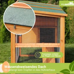 MyAnimal Hühnerstall für 4 Hühner MH-04 mit Eiablage, wasserabweisendes Dach, schutzimprägniert (Grau)
