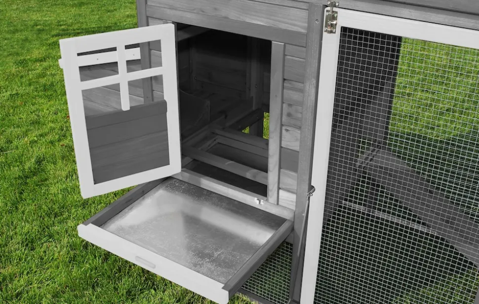 MyAnimal Hühnerstall für 4 Hühner MH-04 mit Eiablage, wasserabweisendes Dach, schutzimprägniert (Grau)