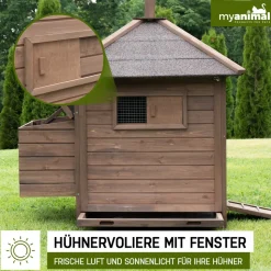 MyAnimal Hühnerstall für 3 Hühner MH-11 mit Nistkasten, Hühnerhaus schutzimprägniert, Dach abnehmbar