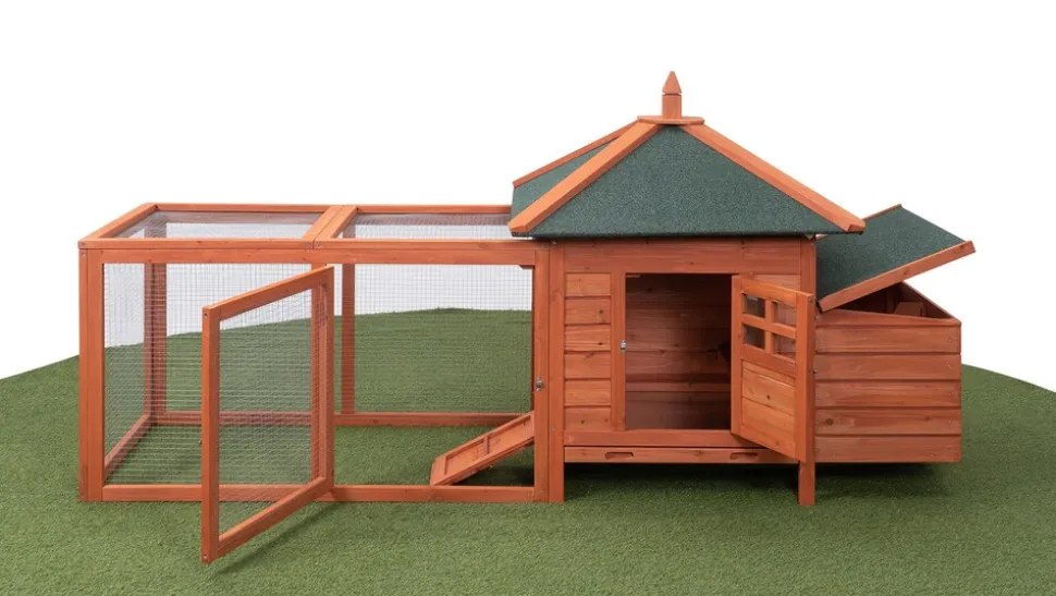 MyAnimal Hühnerstall für 3 Hühner MH-19 mit Auslauf, Hühnerhaus wetterfest imprägniert, Nistkasten (Braun 2.0)