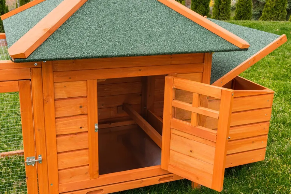 MyAnimal Hühnerstall für 3 Hühner MH-19 mit Auslauf, Hühnerhaus wetterfest imprägniert, Nistkasten (Braun 2.0)