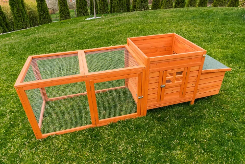 MyAnimal Hühnerstall für 3 Hühner MH-19 mit Auslauf, Hühnerhaus wetterfest imprägniert, Nistkasten (Braun 2.0)