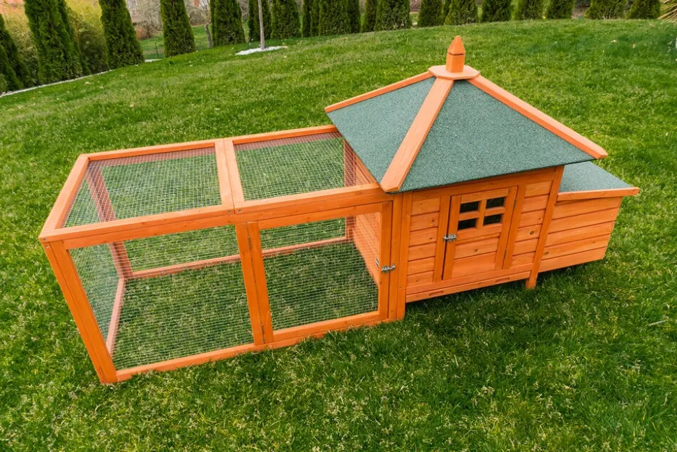 MyAnimal Hühnerstall für 3 Hühner MH-19 mit Auslauf, Hühnerhaus wetterfest imprägniert, Nistkasten (Braun 2.0)