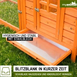 MyAnimal Hühnerstall für 3 Hühner MH-19 mit Auslauf, Hühnerhaus wetterfest imprägniert, Nistkasten (Braun 2.0)