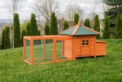 MyAnimal Hühnerstall für 3 Hühner MH-19 mit Auslauf, Hühnerhaus wetterfest imprägniert, Nistkasten (Braun 2.0)