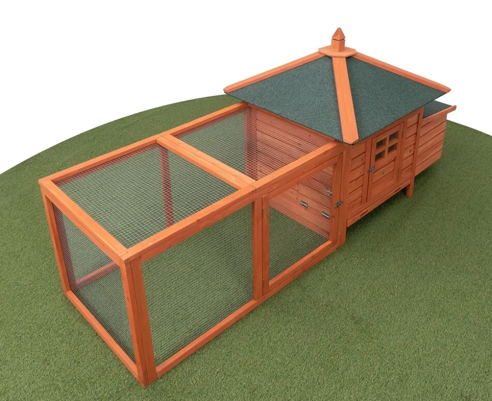 MyAnimal Hühnerstall für 3 Hühner MH-19 mit Auslauf, Hühnerhaus wetterfest imprägniert, Nistkasten (Braun 2.0)