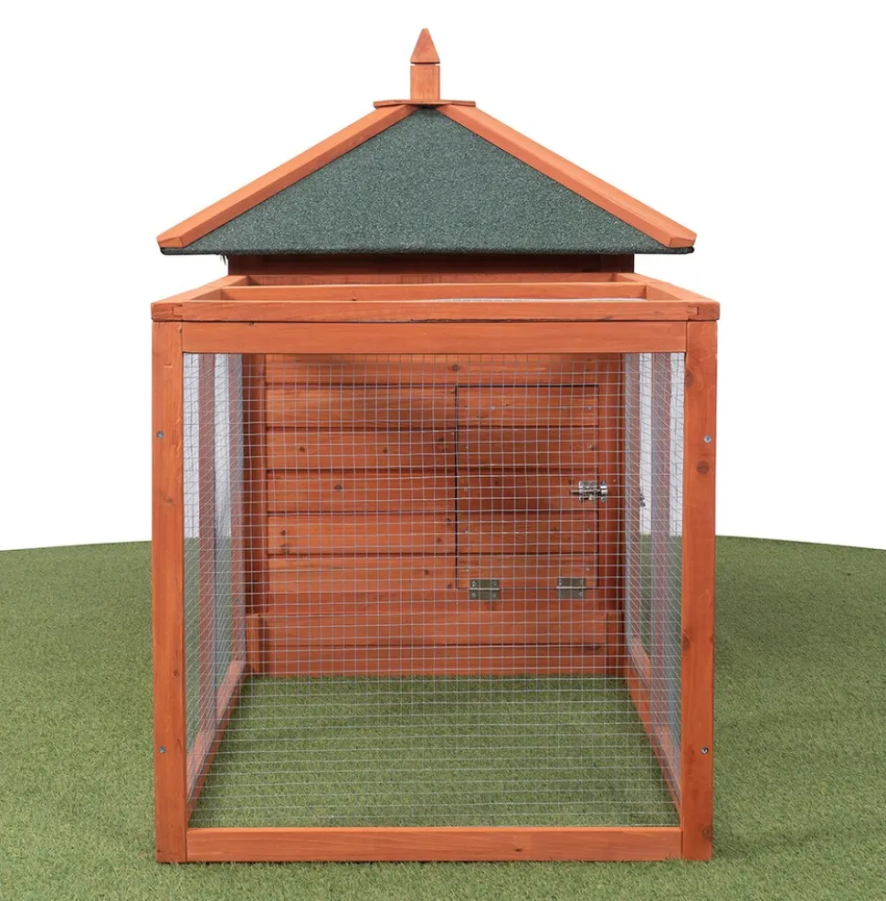 MyAnimal Hühnerstall für 3 Hühner MH-19 mit Auslauf, Hühnerhaus wetterfest imprägniert, Nistkasten (Braun 2.0)
