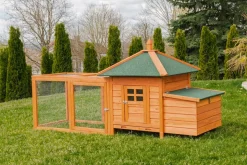 MyAnimal Hühnerstall für 3 Hühner MH-19 mit Auslauf, Hühnerhaus wetterfest imprägniert, Nistkasten (Braun 2.0)