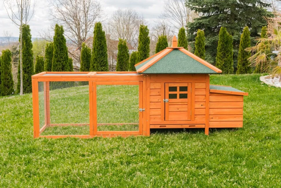 MyAnimal Hühnerstall für 3 Hühner MH-19 mit Auslauf, Hühnerhaus wetterfest imprägniert, Nistkasten (Braun 2.0)