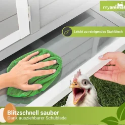 MyAnimal Hühnerstall für 3 Hühner MH-21 mit Eiablage, Dach wasserabweisend, verzinkter Draht