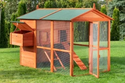 MyAnimal Hühnerstall groß für 7 Hühner MH-15, Hühnerhaus auf 2 qm², mit Auslauf, separates Legenest (Braun)