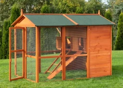 MyAnimal Hühnerstall groß für 7 Hühner MH-15, Hühnerhaus auf 2 qm², mit Auslauf, separates Legenest (Braun)
