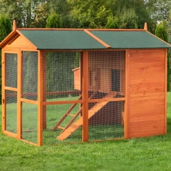 MyAnimal Hühnerstall groß für 7 Hühner MH-15, Hühnerhaus auf 2 qm², mit Auslauf, separates Legenest (Braun)