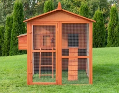 MyAnimal Hühnerstall groß für 7 Hühner MH-15, Hühnerhaus auf 2 qm², mit Auslauf, separates Legenest (Braun)