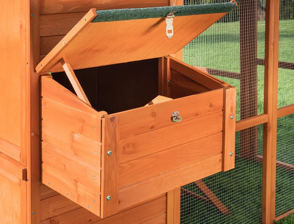MyAnimal Hühnerstall groß für 7 Hühner MH-15, Hühnerhaus auf 2 qm², mit Auslauf, separates Legenest (Braun)
