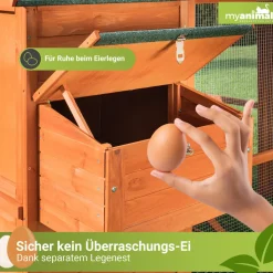 MyAnimal Hühnerstall groß für 7 Hühner MH-15, Hühnerhaus auf 2 qm², mit Auslauf, separates Legenest (Braun)