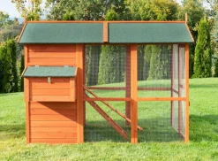 MyAnimal Hühnerstall groß für 7 Hühner MH-15, Hühnerhaus auf 2 qm², mit Auslauf, separates Legenest (Braun)