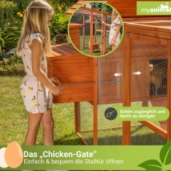 MyAnimal Hühnerstall XXL für 8 Hühner MH-22, Hühnerhaus mit zwei Nistkästen, Auslauf, zwei Ebenen (Grau/Weiß 2.0)