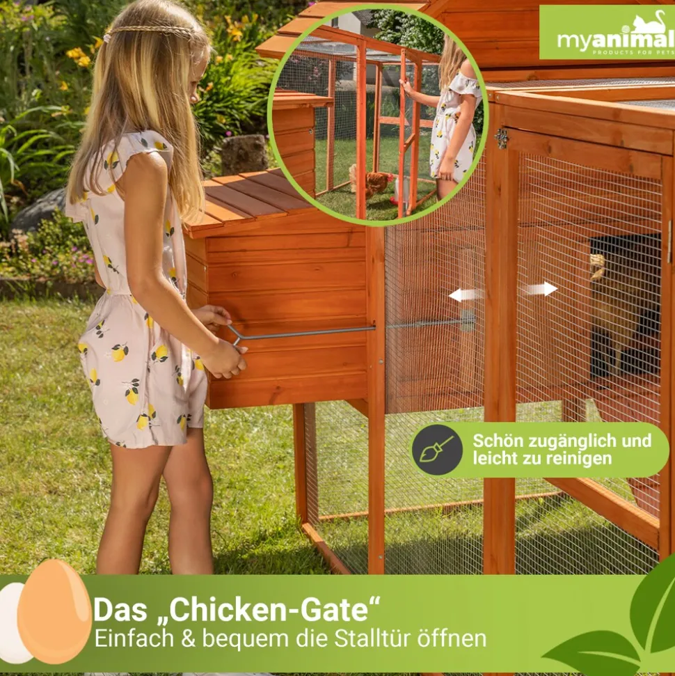 MyAnimal Hühnerstall XXL für 8 Hühner MH-22, Hühnerhaus mit zwei Nistkästen, Auslauf, zwei Ebenen (Grau/Weiß 2.0)