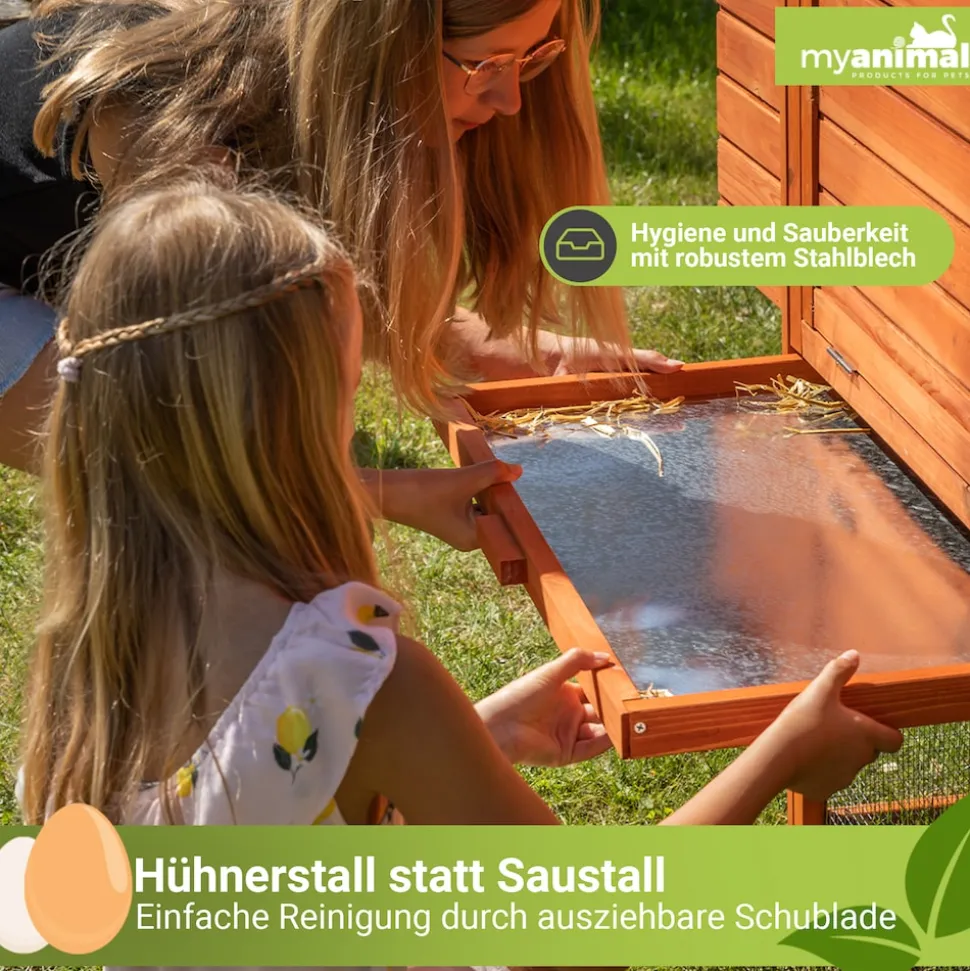 MyAnimal Hühnerstall XXL für 8 Hühner MH-22, Hühnerhaus mit zwei Nistkästen, Auslauf, zwei Ebenen (Grau/Weiß 2.0)