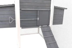 MyAnimal Hühnerstall XXL für 8 Hühner MH-22, Hühnerhaus mit zwei Nistkästen, Auslauf, zwei Ebenen (Grau/Weiß 2.0)