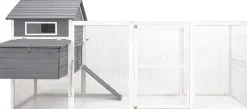 MyAnimal Hühnerstall XXL für 8 Hühner MH-22, Hühnerhaus mit zwei Nistkästen, Auslauf, zwei Ebenen (Grau/Weiß 2.0)