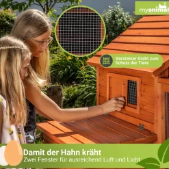 MyAnimal Hühnerstall XXL für 8 Hühner MH-22, Hühnerhaus mit zwei Nistkästen, Auslauf, zwei Ebenen (Grau/Weiß 2.0)