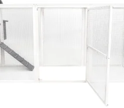MyAnimal Hühnerstall XXL für 8 Hühner MH-22, Hühnerhaus mit zwei Nistkästen, Auslauf, zwei Ebenen (Grau/Weiß 2.0)