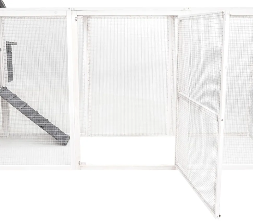 MyAnimal Hühnerstall XXL für 8 Hühner MH-22, Hühnerhaus mit zwei Nistkästen, Auslauf, zwei Ebenen (Grau/Weiß 2.0)