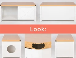 needs&wants® Katzenschrank groß für Katzentoilette XXL aus Holz mit Schuhschrank Sitzkommode, Katzenklo-Schrank Kommode, Design Katzenhaus Toilette Klo, 110 x 50 x 53 cm, weiß braun