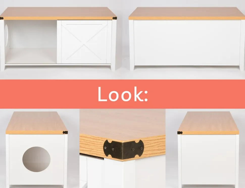 needs&wants® Katzenschrank groß für Katzentoilette XXL aus Holz mit Schuhschrank Sitzkommode, Katzenklo-Schrank Kommode, Design Katzenhaus Toilette Klo, 110 x 50 x 53 cm, weiß braun
