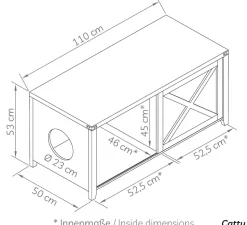 needs&wants® Katzenschrank groß für Katzentoilette XXL aus Holz mit Schuhschrank Sitzkommode, Katzenklo-Schrank Kommode, Design Katzenhaus Toilette Klo, 110 x 50 x 53 cm, weiß braun