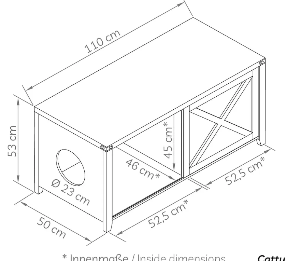 needs&wants® Katzenschrank groß für Katzentoilette XXL aus Holz mit Schuhschrank Sitzkommode, Katzenklo-Schrank Kommode, Design Katzenhaus Toilette Klo, 110 x 50 x 53 cm, weiß braun