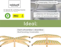 needs&wants® Sandkasten mit Dach Sitzbank und Boden Vlies-Folie, mit Abdeckung Oxford 600D, Sandkiste Holz rechteckig mit Bänken Outdoor Garten Kinder UV-Sonnenschutz, 113x113x113 cm, gelb weiß braun