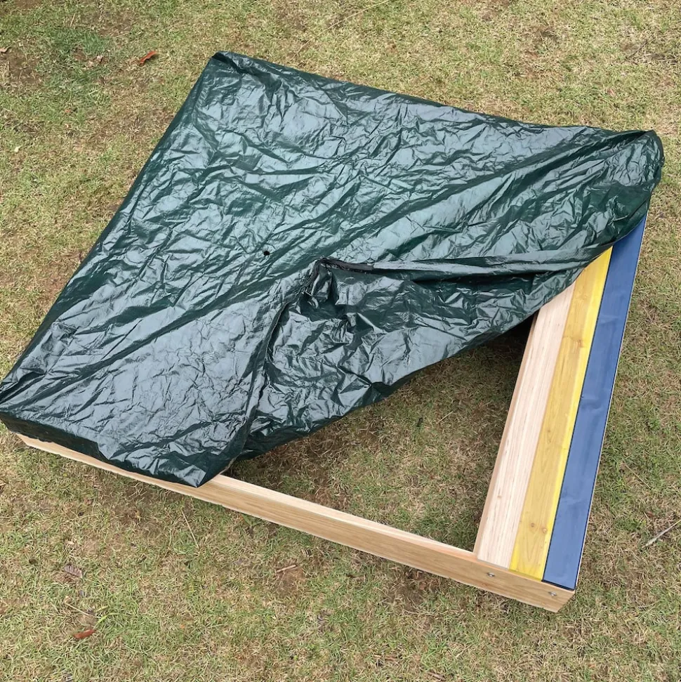 NYVI Kinder Sandkasten NYVIKids Semplice 102x96 cm - Sandkasten mit Abdeckung & 3 Sitzplätze