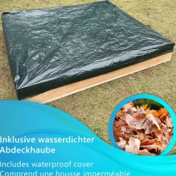 NYVI Kinder Sandkasten NYVIKids Semplice 102x96 cm - Sandkasten mit Abdeckung & 3 Sitzplätze
