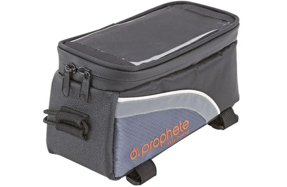 Oberrohrtasche, wasserabweisend, mit Smartphone-Fach für Smartphones bis 5,5", inkl. Kopfhörerausgang, Volumen: 1,5 Liter, Farbe: schwarz