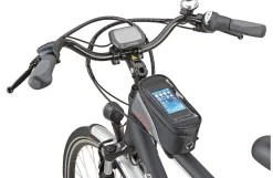 Oberrohrtasche, wasserabweisend, mit Smartphone-Fach für Smartphones bis 5,5", inkl. Kopfhörerausgang, Volumen: 1,5 Liter, Farbe: schwarz