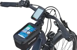 Oberrohrtasche, wasserabweisend, mit Smartphone-Fach für Smartphones bis 5,5", Volumen: 1 Liter, Farbe: schwarz