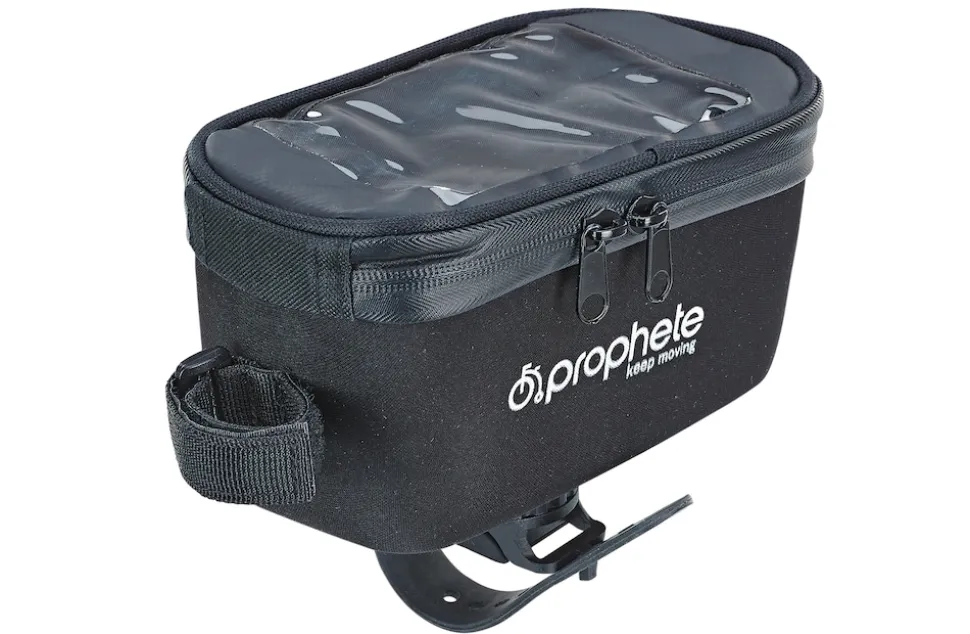 Oberrohrtasche, wasserabweisend, mit Smartphone-Fach für Smartphones bis 5,5", Volumen: 1 Liter, Farbe: schwarz