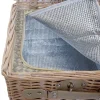 Picknicktasche für 4 Personen, Picknickkorb-Set + Kühlfach, Porzellan Glas Edelstahl, beige