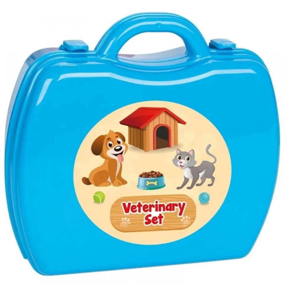 Pilsan Kinderspielzeug Tierarztkoffer 03564 Futternapf Spritze Schere Pinzette blau