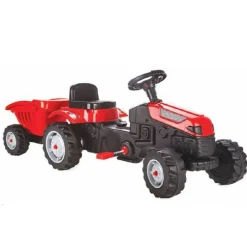 Pilsan Kindertraktor Active Pedale 07316 rot mit Anhänger, einstellbarer Sitz